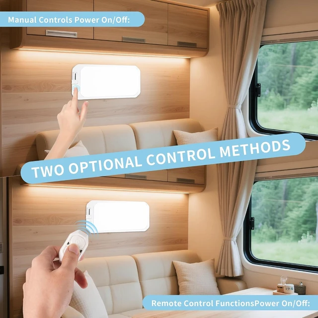 Alt view image 3 of 6 - 2-Pack 12V RV LED Ceiling Light, Remote 3-Color Dimmable, 1200LM