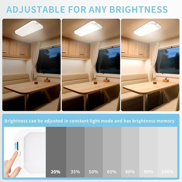 Alt view image 4 of 6 - 2-Pack 12V RV LED Ceiling Light, Remote 3-Color Dimmable, 1200LM