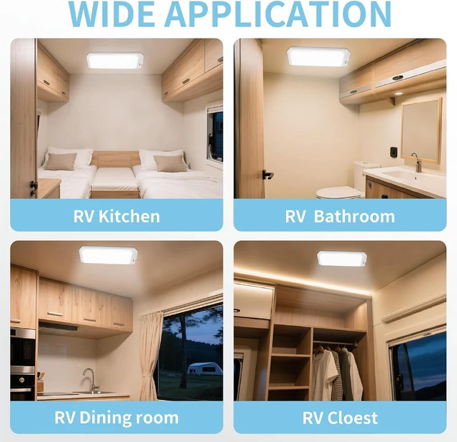Alt view image 6 of 6 - 2-Pack 12V RV LED Ceiling Light, Remote 3-Color Dimmable, 1200LM