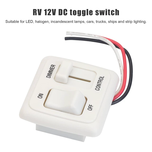 Alt view image 3 of 7 - 12V RV Toggle Dimmer Switch for LED & Halogen High-Side Dimmer for RV, Auto, Truck & Marine, 12 Volt (Large Slider, White 2 Pcs)