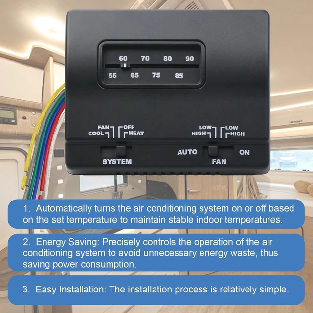 Alt view image 3 of 6 - 7330F3852 Coleman Mach RV Thermostat Single-Stage Heat/Cool Air Conditioner Control, RV Thermostat Replacement