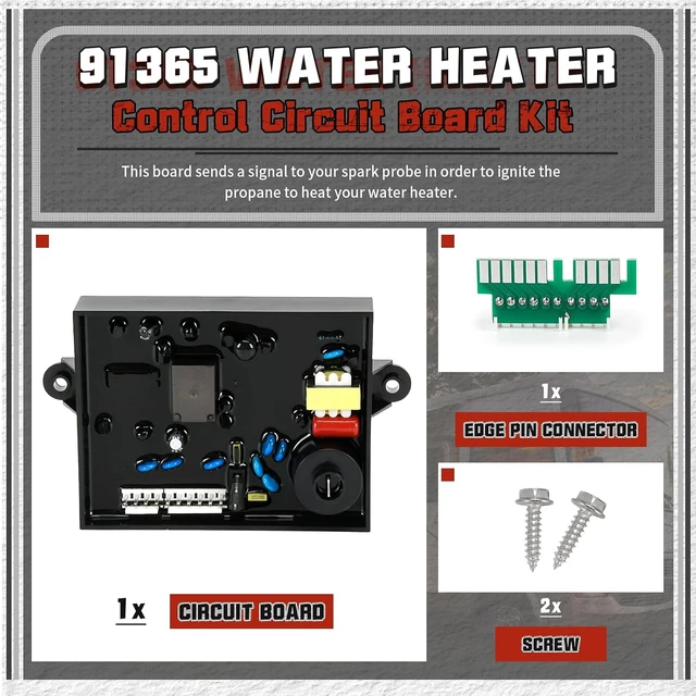 Alt view image 3 of 7 - 3-in-1 91365 RV Water Heater Control Board with Fuse, 91447 Thermal Cut-Off & ECO Thermostat Kit, 93868 Spark Igniter Electrode Compatible with Atwood Dometic