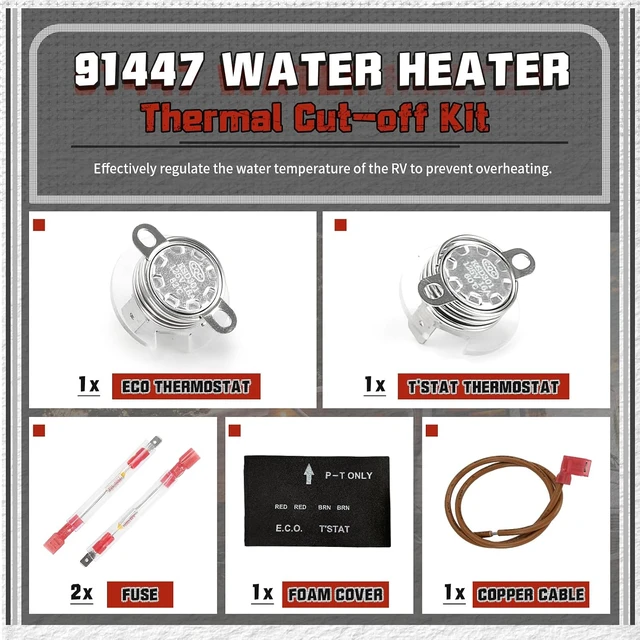 Alt view image 5 of 7 - 3-in-1 91365 RV Water Heater Control Board with Fuse, 91447 Thermal Cut-Off & ECO Thermostat Kit, 93868 Spark Igniter Electrode Compatible with Atwood Dometic