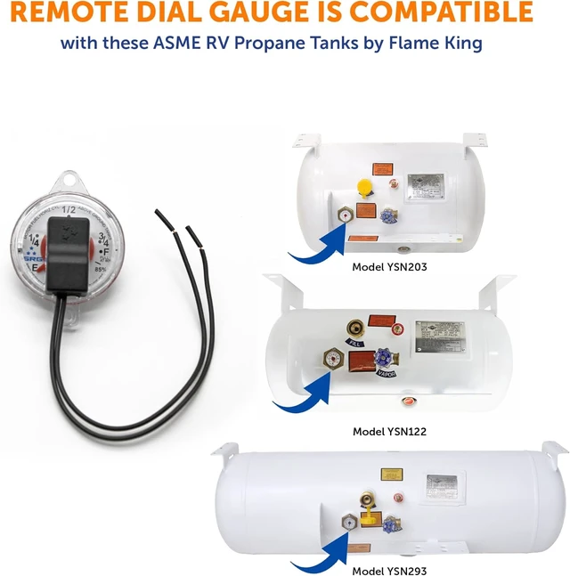 Alt view image 4 of 7 - 0-90 Ohm Twin-Site Remote Dial Gauge for RV ASME Propane Tanks Screw-On Gauge