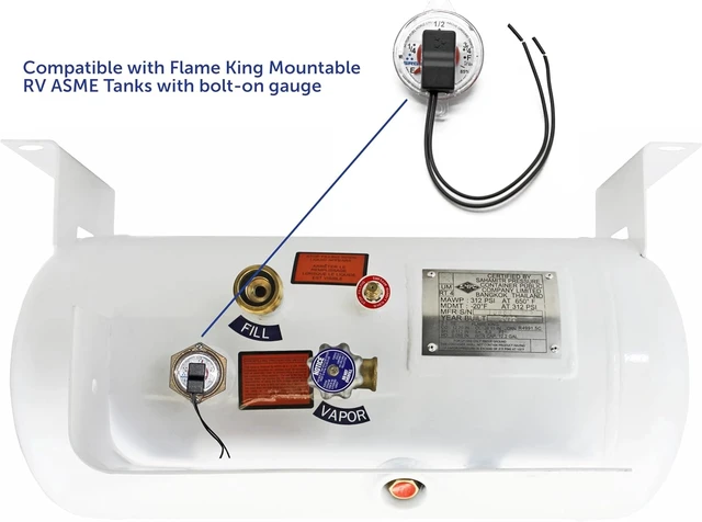 Alt view image 3 of 7 - 0-90 Ohm Twin-Site Remote Dial Gauge for RV ASME Propane Tanks Screw-On Gauge