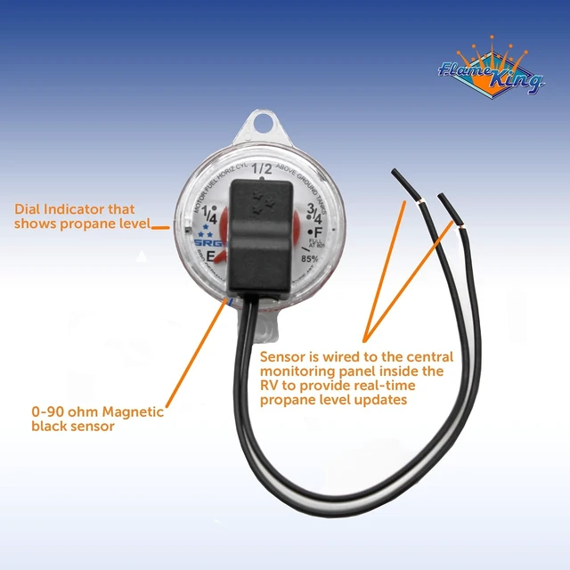 Alt view image 5 of 7 - 0-90 Ohm Twin-Site Remote Dial Gauge for RV ASME Propane Tanks Screw-On Gauge