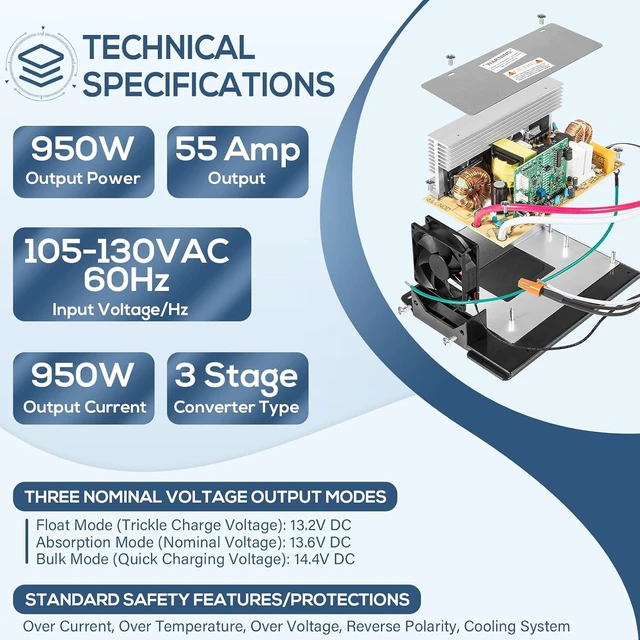 Alt view image 5 of 7 - WF-8955-AD-MBA 55 Amp RV Power Converter for WF-8955 Trailer & Camper, 60Hz