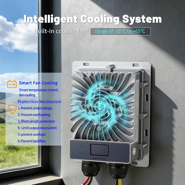 Alt view image 5 of 7 - 40A 600W MPPT Solar Charge Controller, 12V/24V Auto, for RV