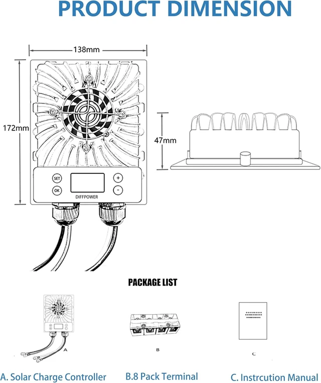 Alt view image 7 of 7 - 40A 600W MPPT Solar Charge Controller, 12V/24V Auto, for RV