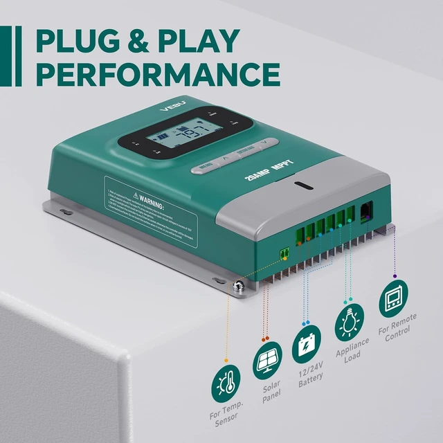 Alt view image 4 of 7 - 20 Amp MPPT Solar Charge Controller, 50V, 12/24-Volt