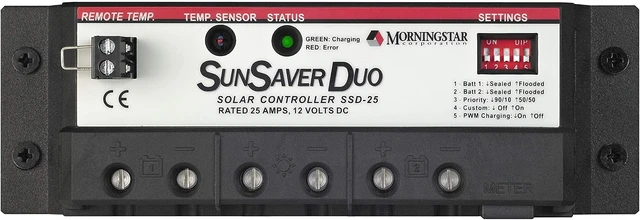 Alt view image 3 of 4 - Morningstar SunSaver Duo 25A PWM Solar Charge Controller for 12V Batteries