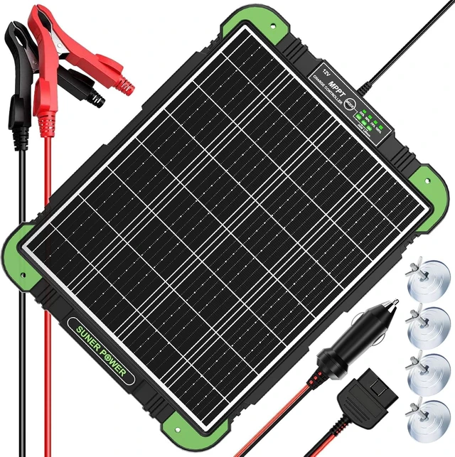 Main image of 20W 12V Solar Panel Trickle Charger & Battery Maintainer, Ultra