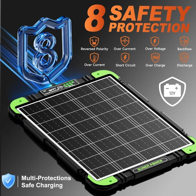 Alt view image 3 of 7 - 20W 12V Solar Panel Trickle Charger & Battery Maintainer, Ultra
