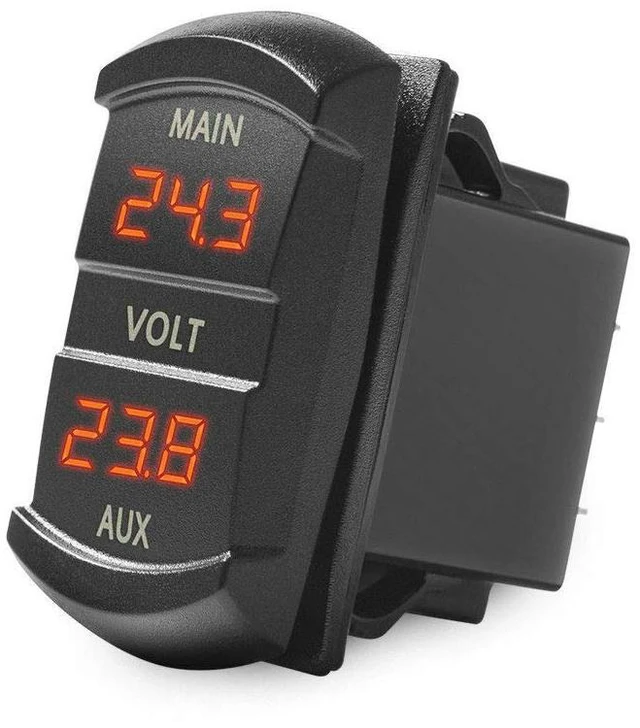 Main image of Dual 12V/24V Digital LED Voltmeter Gauge Monitor Panel Universal Voltage Display for RV, Motorcycle, Boat & Car