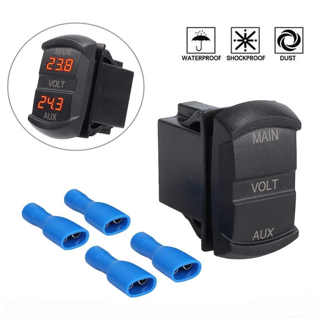Alt view image 2 of 3 - Dual 12V/24V Digital LED Voltmeter Gauge Monitor Panel Universal Voltage Display for RV, Motorcycle, Boat & Car
