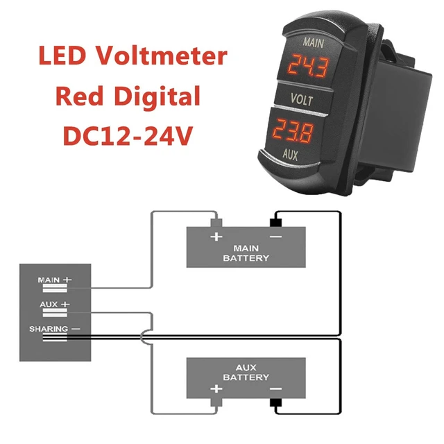 Alt view image 3 of 3 - Dual 12V/24V Digital LED Voltmeter Gauge Monitor Panel Universal Voltage Display for RV, Motorcycle, Boat & Car