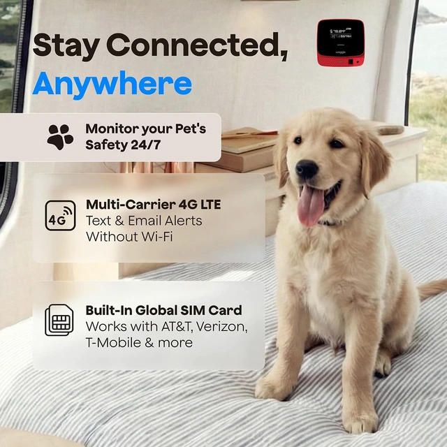 Alt view image 4 of 7 - 4G RV Pet Temperature Monitor with RVSentry Geofence Alerts & Real-Time App Monitoring No WiFi Needed, SMS & Email Power-Outage Alerts, Subscription Required