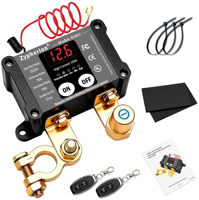 Main image of 250A 12V/24V Remote Battery Disconnect Switch with LED Voltmeter