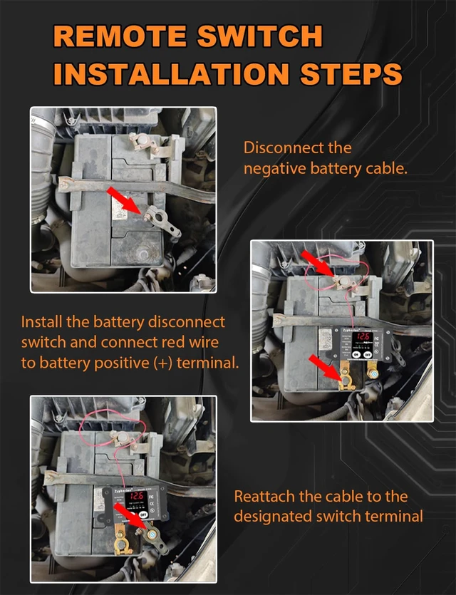 Alt view image 7 of 7 - 250A 12V/24V Remote Battery Disconnect Switch with LED Voltmeter