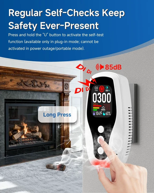 Alt view image 6 of 7 - 5-in-1 Plug-in CO2 Multi-Functional Detector for Home