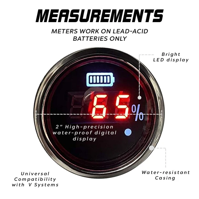 Alt view image 3 of 5 - Prosport Waterproof Digital 48-Volt Golf Cart Battery Volt Gauge