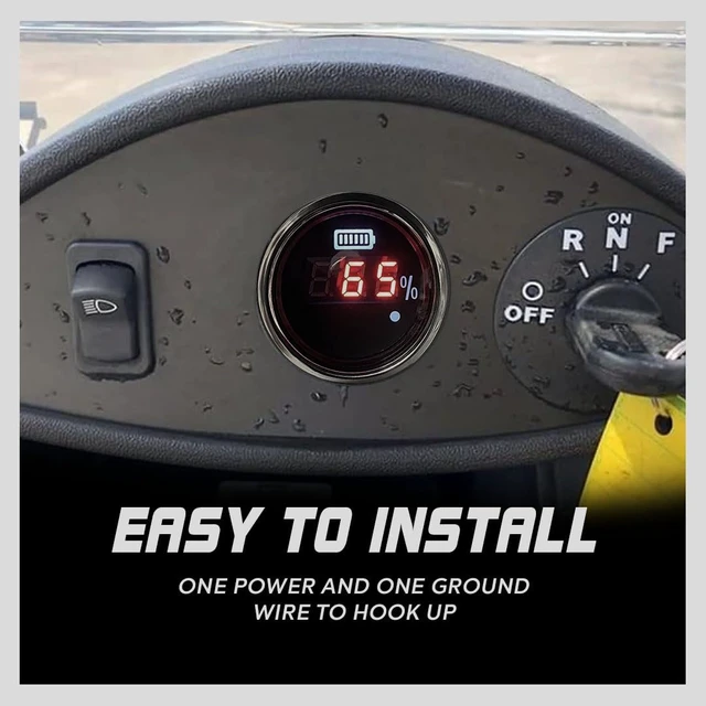 Alt view image 5 of 5 - Prosport Waterproof Digital 48-Volt Golf Cart Battery Volt Gauge