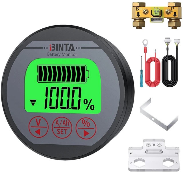 Main image of 8-120V 0-500A Battery Monitor with Shunt Backlit Voltmeter & Ammeter
