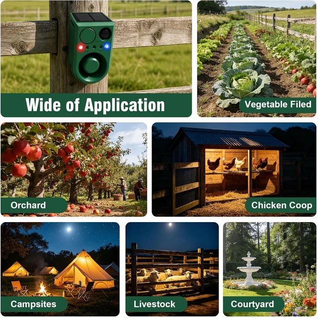 Alt view image 6 of 7 - 2-Pack Solar Outdoor Motion Sensor Alarm with Dog Barking Sound, Recording & Adjustable Volume 130dB Noise Maker, 3 Modes & Strobe Light for Home, Villa, Farm & Barn