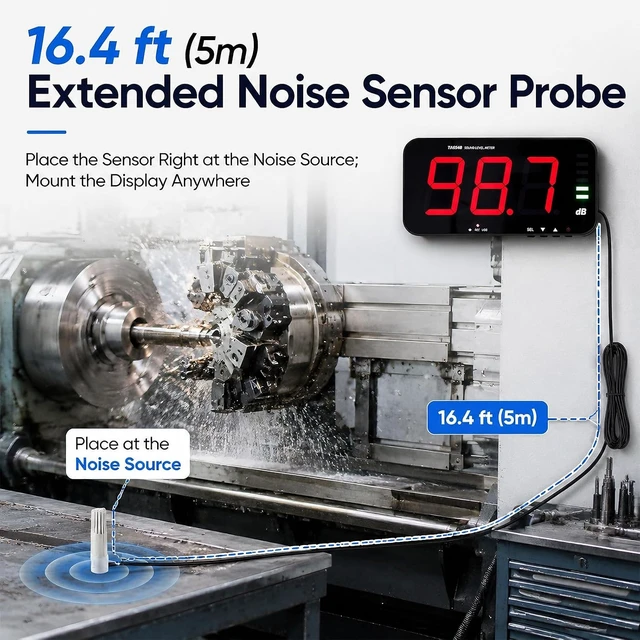 Alt view image 7 of 7 - 30-130dB Digital Sound Level Meter Wall-Hanging Decibel Reader