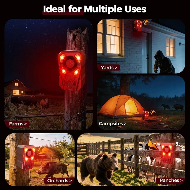 Alt view image 5 of 7 - Upgraded IP65 Waterproof Solar Motion Sensor Noise Maker, 2000mAh Adjustable Dog Barking Sound, Reduces False Alarms, Motion Detector Alarm