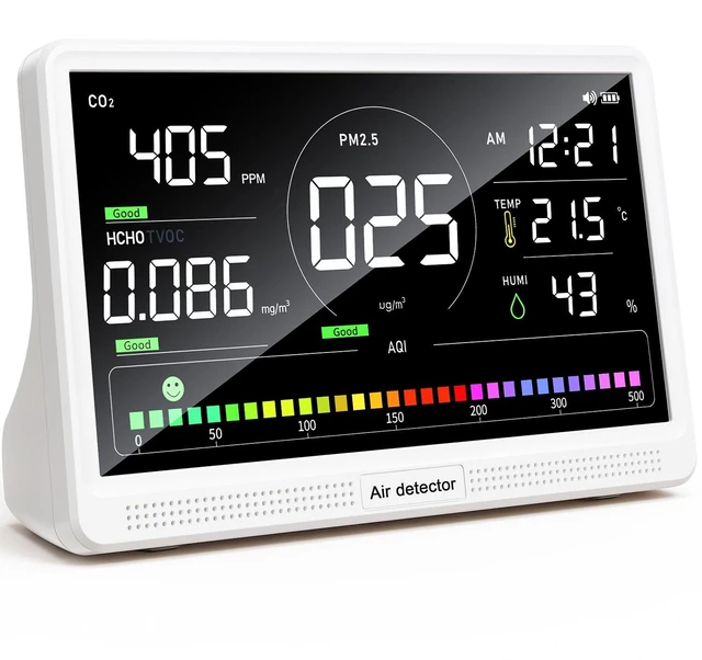 Main image of 16-in-1 Indoor Air Quality Monitor with 7" Display & Precision NDIR CO2 Sensor PM2.5, PM10, HCHO & TVOC Smart Tester for Home, Office & Bedroom