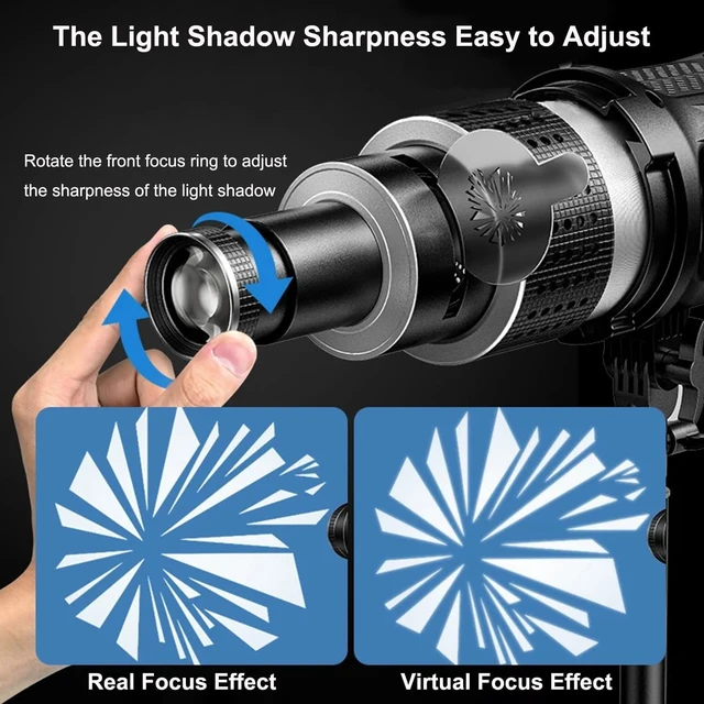 Alt view image 5 of 6 - Bowens Mount Conical Optical Snoot Projector Kit with Color Filters & Gobos Photography Spotlight Attachment for Aputure Amaran 100DS/XS, 200XS/DS, 300C/DII/X, 60D/XS & Godox SL60