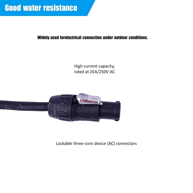 Alt view image 4 of 5 - Toronce IP65 Professional Hand-Built 14 AWG NEMA5-15P to SAC3FX PowerCON True Cable (25 Feet)
