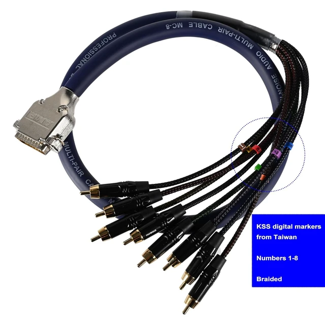 Alt view image 3 of 7 - 3.28ft/1m DB25 Male to 8-Channel RCA Snake Cable Professional Low-Noise Stereo Audio Adapter with Gold-Plated Pins