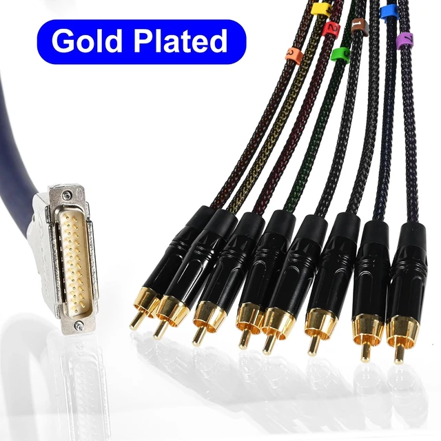 Alt view image 4 of 7 - 3.28ft/1m DB25 Male to 8-Channel RCA Snake Cable Professional Low-Noise Stereo Audio Adapter with Gold-Plated Pins