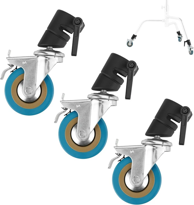 Main image of Heavy-Duty C-Stand Swivel Caster Set, 0.98in/25mm Light Stand Wheels