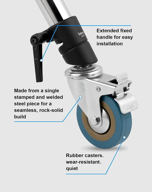Alt view image 5 of 7 - Heavy-Duty C-Stand Swivel Caster Set, 0.98in/25mm Light Stand Wheels