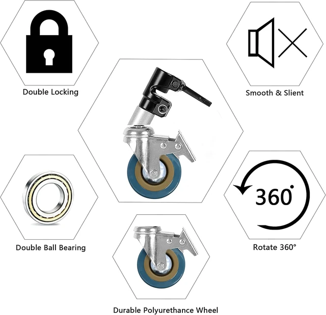 Alt view image 4 of 7 - Professional Swivel Caster Wheels Set for Heavy-Duty Photography C-Stand