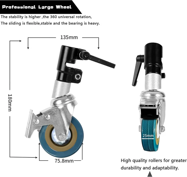 Alt view image 6 of 7 - Professional Swivel Caster Wheels Set for Heavy-Duty Photography C-Stand