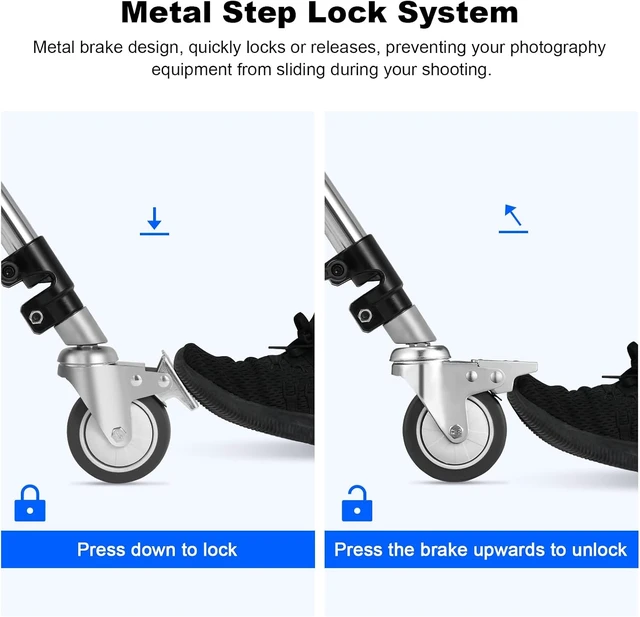 Alt view image 4 of 6 - 3-Pack Professional Swivel Caster Wheels for Photography Light Stands