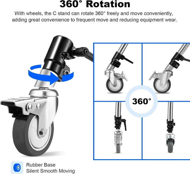 Alt view image 5 of 6 - 3-Pack Professional Swivel Caster Wheels for Photography Light Stands