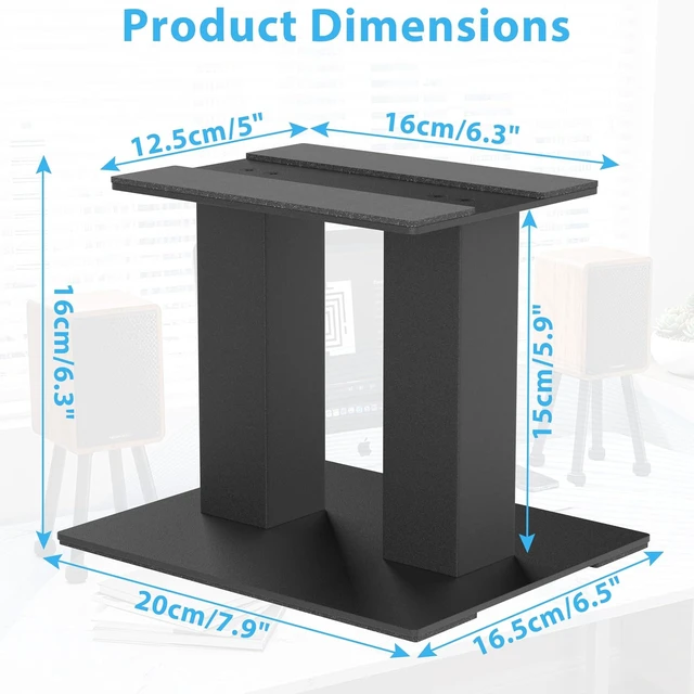 Alt view image 2 of 7 - Desktop Speaker Stands (1 Pair) for Small/Medium Bookshelf Speakers