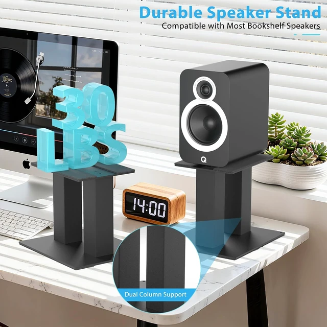 Alt view image 3 of 7 - Desktop Speaker Stands (1 Pair) for Small/Medium Bookshelf Speakers