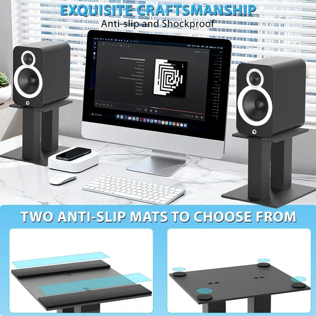 Alt view image 4 of 7 - Desktop Speaker Stands (1 Pair) for Small/Medium Bookshelf Speakers