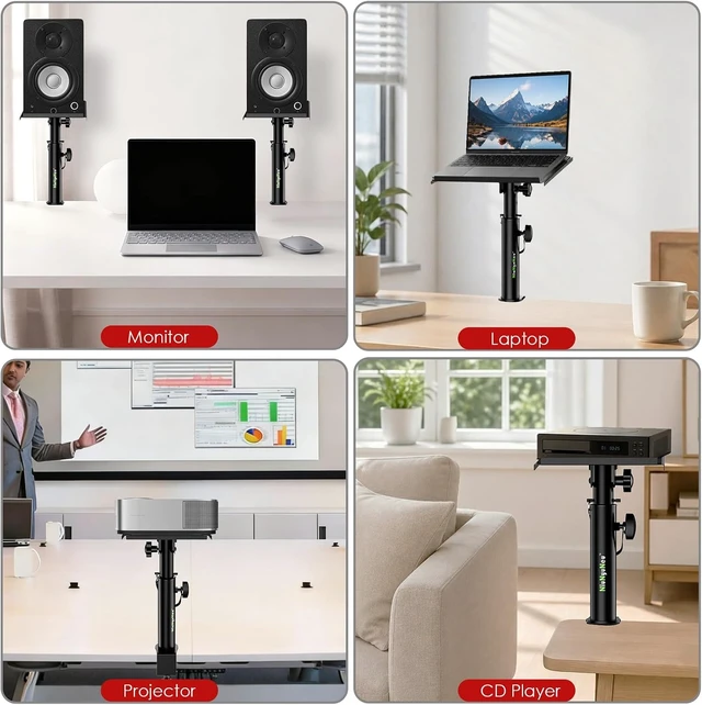 Alt view image 7 of 7 - Studio Monitor Stands with Tilt Clamp, Desk Speaker Stand 10.4"-15.4"
