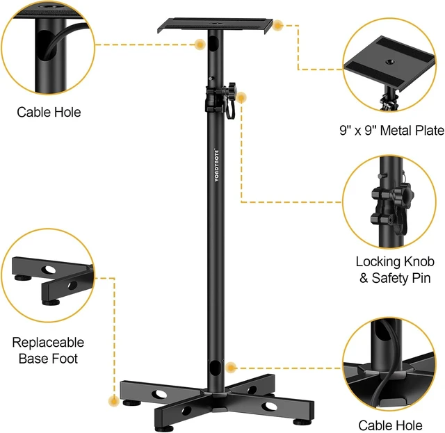 Alt view image 2 of 7 - Studio Monitor Speaker Stands (Pair) with Cable Management