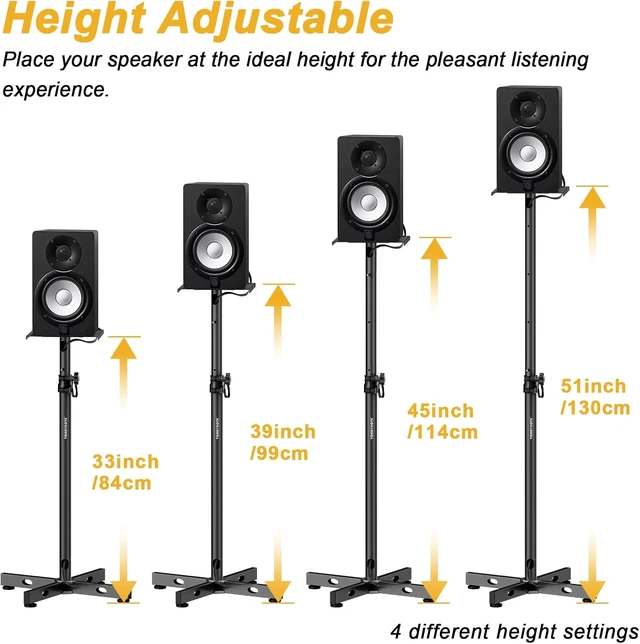 Alt view image 3 of 7 - Studio Monitor Speaker Stands (Pair) with Cable Management