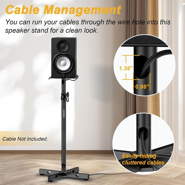 Alt view image 4 of 7 - Studio Monitor Speaker Stands (Pair) with Cable Management