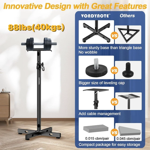 Alt view image 6 of 7 - Studio Monitor Speaker Stands (Pair) with Cable Management