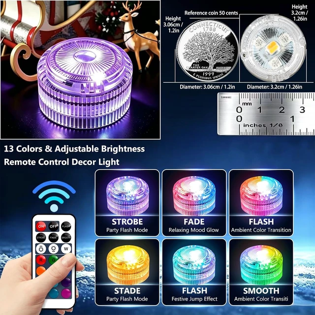 Alt view image 6 of 7 - 20-Pack Mini Submersible LED Lights Waterproof RGB Underwater Tea Lights